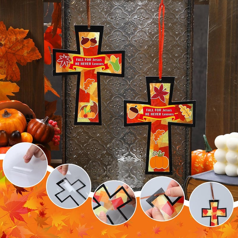 Chiisong 24 Sets He Never Leaves Crafts Kit DIY Tissue Paper Sign Crafts for Back to School Fall Harvest Thanksgiving Religious Christian Party Fun Home Actives - Image 3